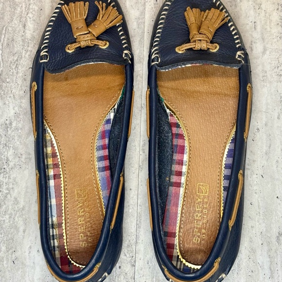 Sperry Top Sider Women's Navy Blue Leather Tassel Slip On Loafers Flats 6M - Picture 6 of 11
